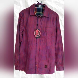 Marvel Red and Blue Checkered Men's Shirt